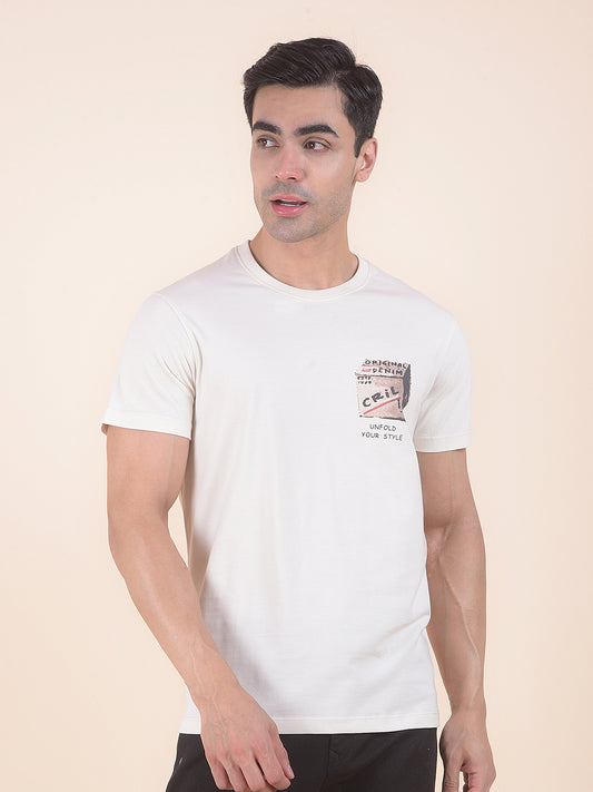 T-Shirt for Men | Breathable & Soft with Color Fastness Regular Fit Round Neck Poly Cotton Fabric Printed Pattern