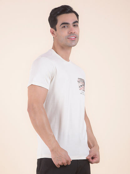 T-Shirt for Men | Breathable & Soft with Color Fastness Regular Fit Round Neck Poly Cotton Fabric Printed Pattern