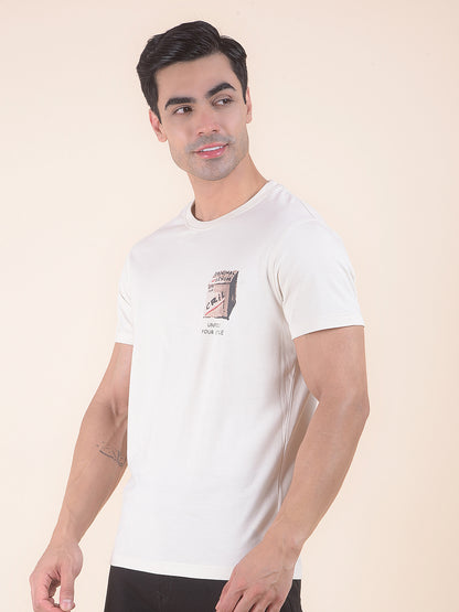 T-Shirt for Men | Breathable & Soft with Color Fastness Regular Fit Round Neck Poly Cotton Fabric Printed Pattern