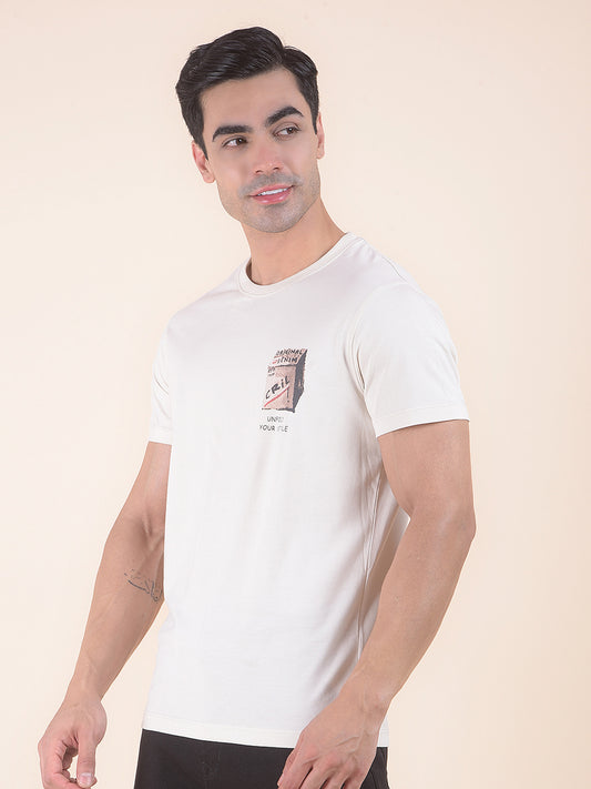 T-Shirt for Men | Breathable & Soft with Color Fastness Regular Fit Round Neck Poly Cotton Fabric Printed Pattern