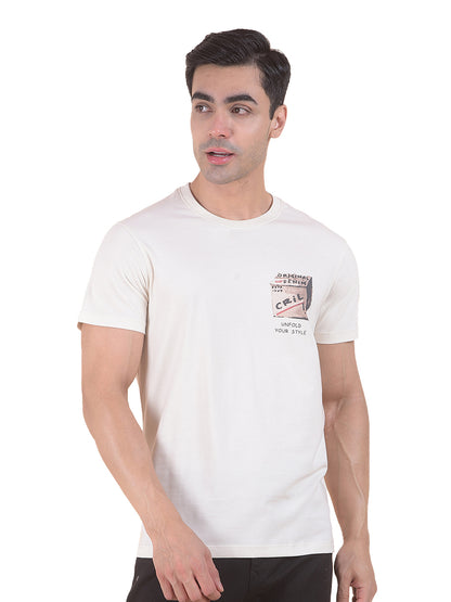 T-Shirt for Men | Breathable & Soft with Color Fastness Regular Fit Round Neck Poly Cotton Fabric Printed Pattern