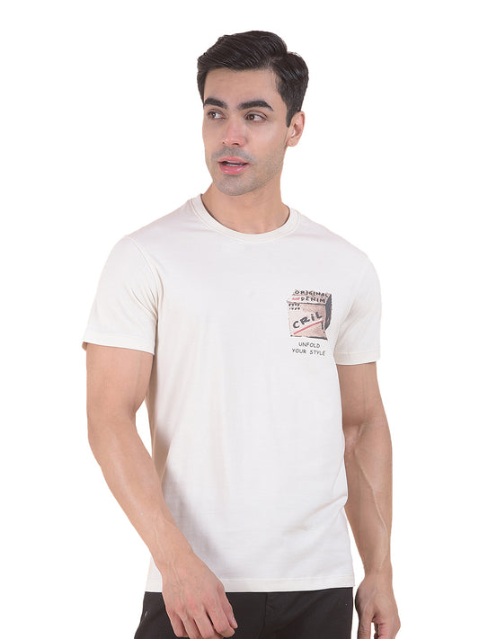 T-Shirt for Men | Breathable & Soft with Color Fastness Regular Fit Round Neck Poly Cotton Fabric Printed Pattern