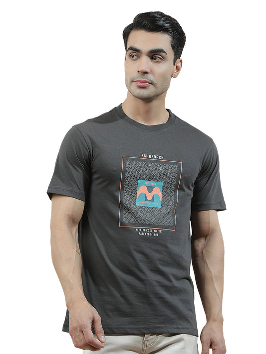 T-Shirt for Men | Breathable & Soft with Color Fastness Regular Fit Round Neck Poly Cotton Fabric Printed Pattern