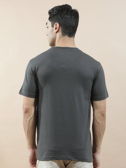 T-Shirt for Men | Breathable & Soft with Color Fastness Regular Fit Round Neck Poly Cotton Fabric Printed Pattern