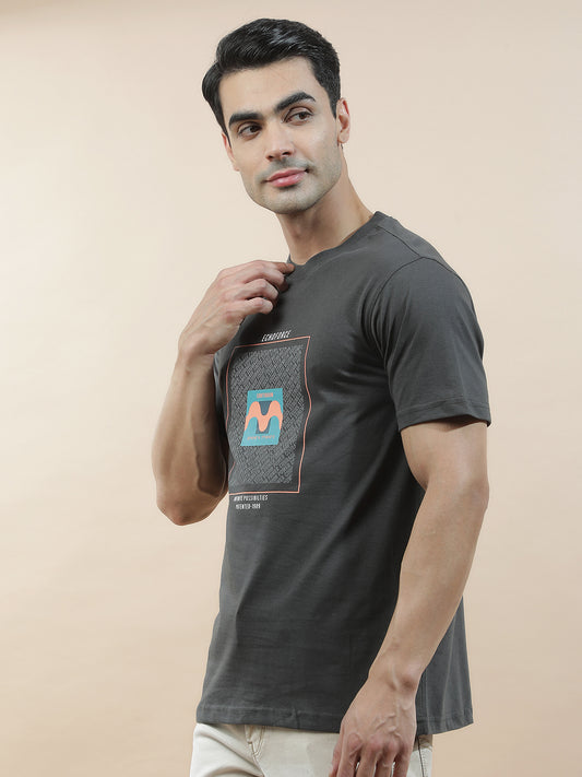 T-Shirt for Men | Breathable & Soft with Color Fastness Regular Fit Round Neck Poly Cotton Fabric Printed Pattern
