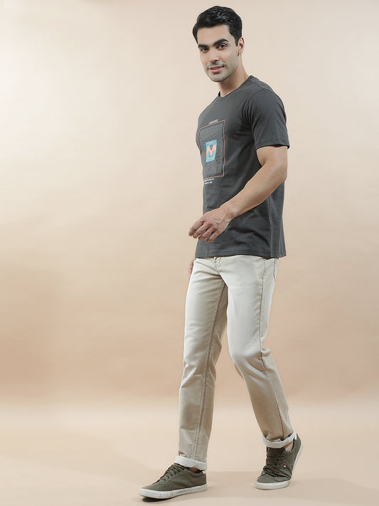 T-Shirt for Men | Breathable & Soft with Color Fastness Regular Fit Round Neck Poly Cotton Fabric Printed Pattern