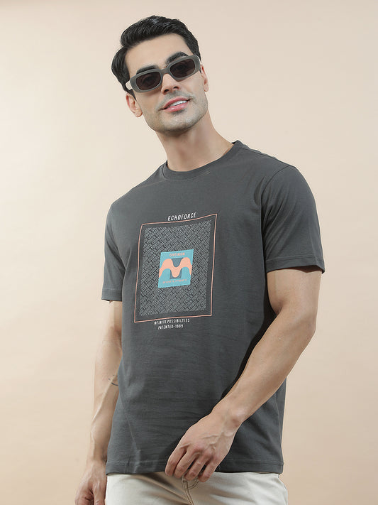 T-Shirt for Men | Breathable & Soft with Color Fastness Regular Fit Round Neck Poly Cotton Fabric Printed Pattern