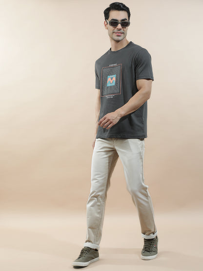 T-Shirt for Men | Breathable & Soft with Color Fastness Regular Fit Round Neck Poly Cotton Fabric Printed Pattern