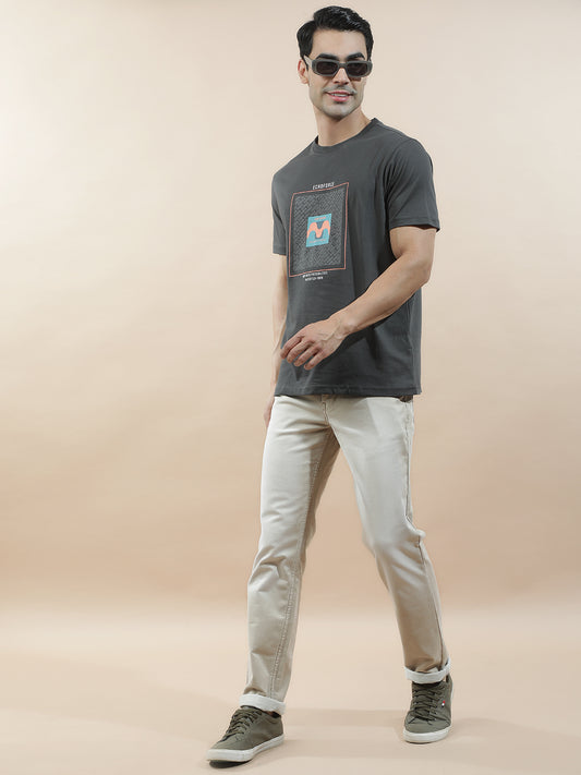 T-Shirt for Men | Breathable & Soft with Color Fastness Regular Fit Round Neck Poly Cotton Fabric Printed Pattern