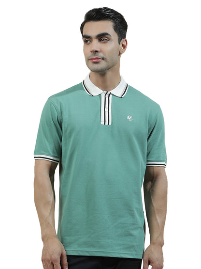 T-Shirt for Men | Breathable & Soft with Color Fastness Regular Fit Polo Neck Poly Cotton Fabric Solid Pattern