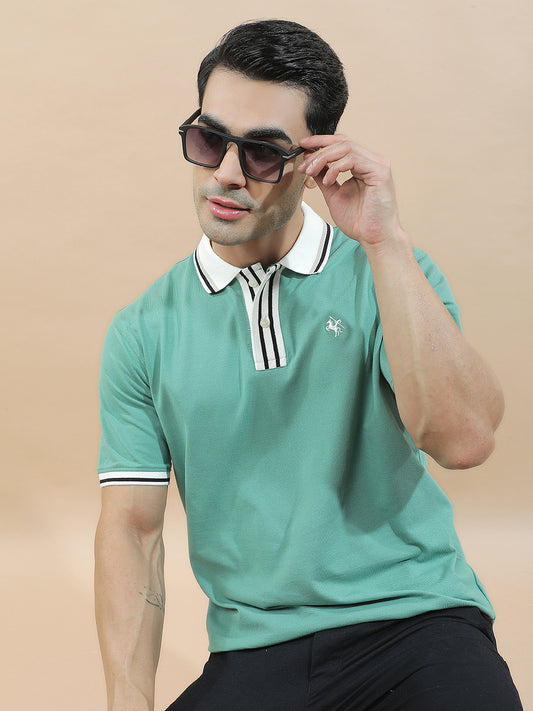 T-Shirt for Men | Breathable & Soft with Color Fastness Regular Fit Polo Neck Poly Cotton Fabric Solid Pattern