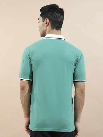 T-Shirt for Men | Breathable & Soft with Color Fastness Regular Fit Polo Neck Poly Cotton Fabric Solid Pattern