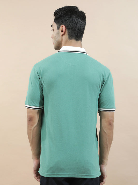 T-Shirt for Men | Breathable & Soft with Color Fastness Regular Fit Polo Neck Poly Cotton Fabric Solid Pattern