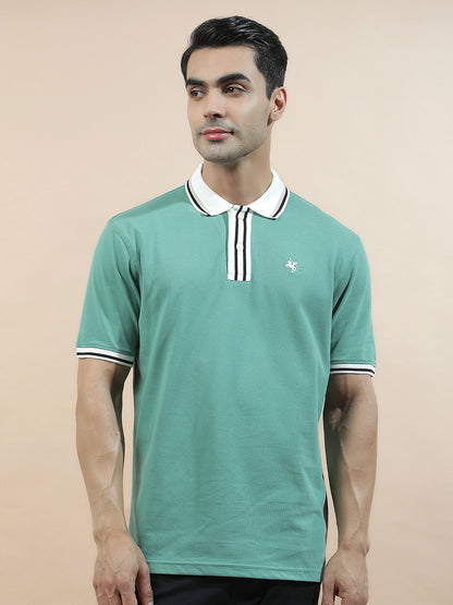 T-Shirt for Men | Breathable & Soft with Color Fastness Regular Fit Polo Neck Poly Cotton Fabric Solid Pattern