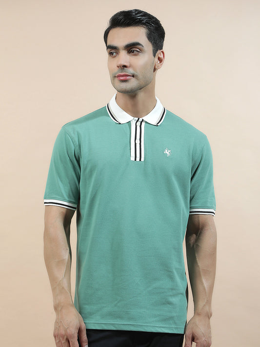 T-Shirt for Men | Breathable & Soft with Color Fastness Regular Fit Polo Neck Poly Cotton Fabric Solid Pattern