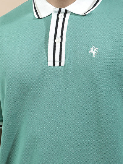 T-Shirt for Men | Breathable & Soft with Color Fastness Regular Fit Polo Neck Poly Cotton Fabric Solid Pattern