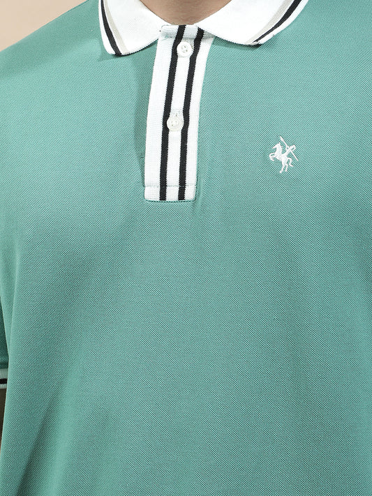 T-Shirt for Men | Breathable & Soft with Color Fastness Regular Fit Polo Neck Poly Cotton Fabric Solid Pattern