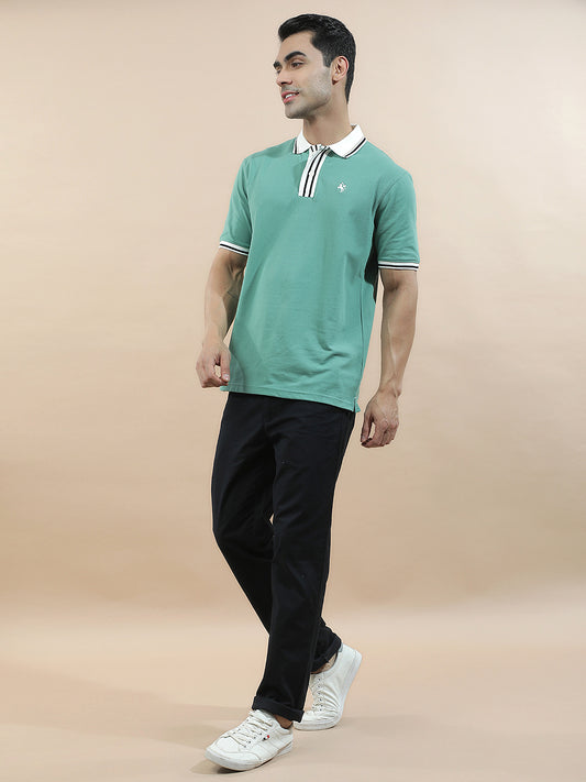 T-Shirt for Men | Breathable & Soft with Color Fastness Regular Fit Polo Neck Poly Cotton Fabric Solid Pattern