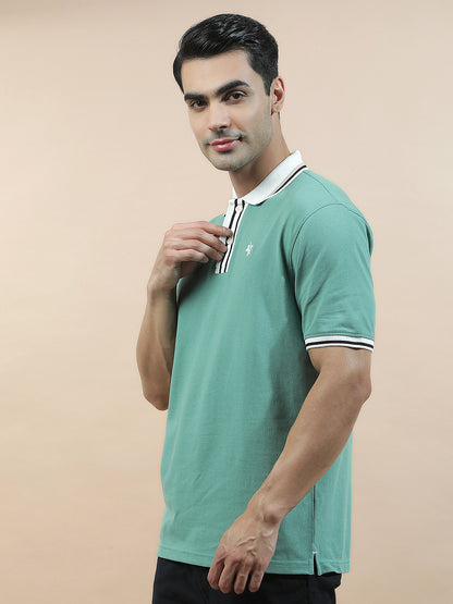 T-Shirt for Men | Breathable & Soft with Color Fastness Regular Fit Polo Neck Poly Cotton Fabric Solid Pattern