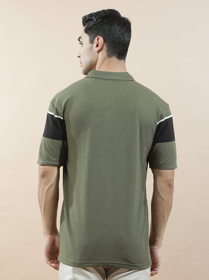 T-Shirt for Men | Breathable & Soft with Color Fastness Regular Fit Polo Neck Poly Cotton Fabric Striped Pattern