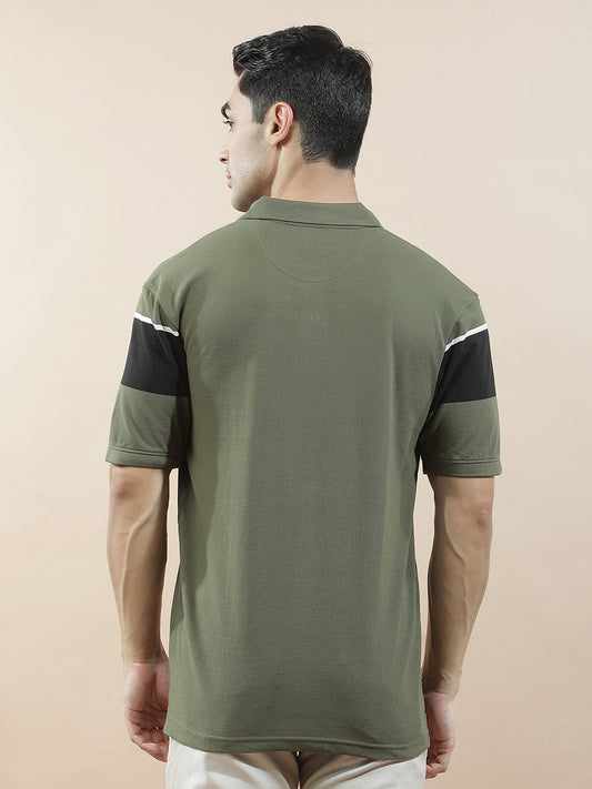 T-Shirt for Men | Breathable & Soft with Color Fastness Regular Fit Polo Neck Poly Cotton Fabric Striped Pattern