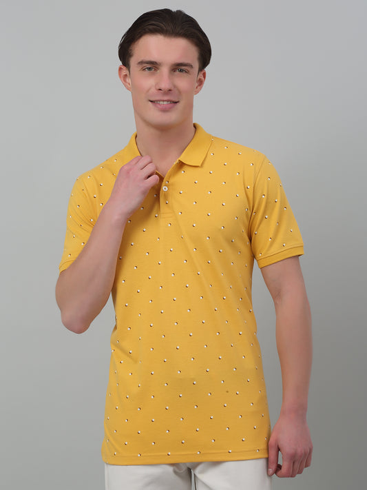 T-Shirt for Men | Breathable & Soft with Color Fastness Regular Fit Polo Neck Poly Cotton Fabric Printed Pattern
