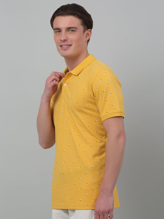 T-Shirt for Men | Breathable & Soft with Color Fastness Regular Fit Polo Neck Poly Cotton Fabric Printed Pattern