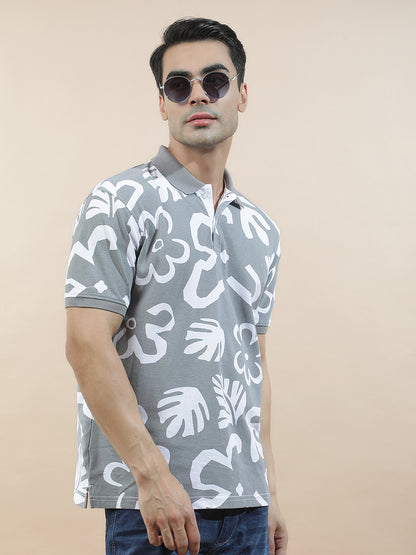 T-Shirt for Men | Breathable & Soft with Color Fastness Regular Fit Polo Neck Poly Cotton Fabric Printed Pattern