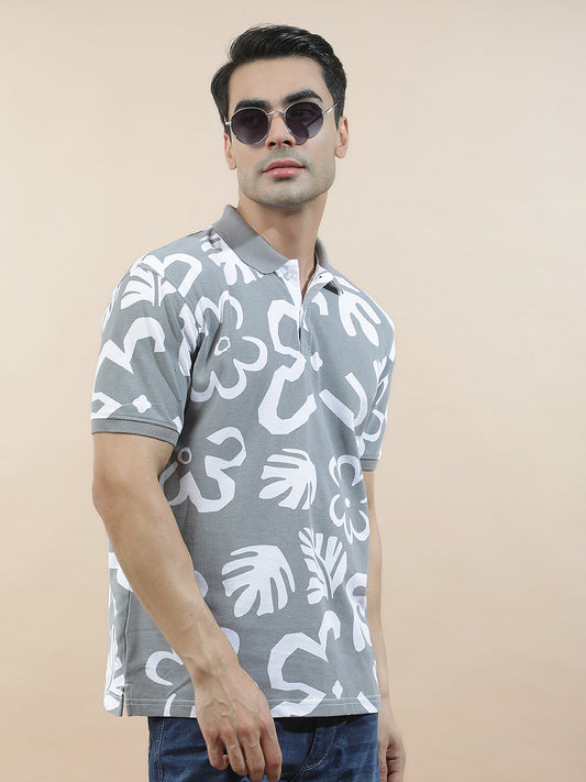 T-Shirt for Men | Breathable & Soft with Color Fastness Regular Fit Polo Neck Poly Cotton Fabric Printed Pattern