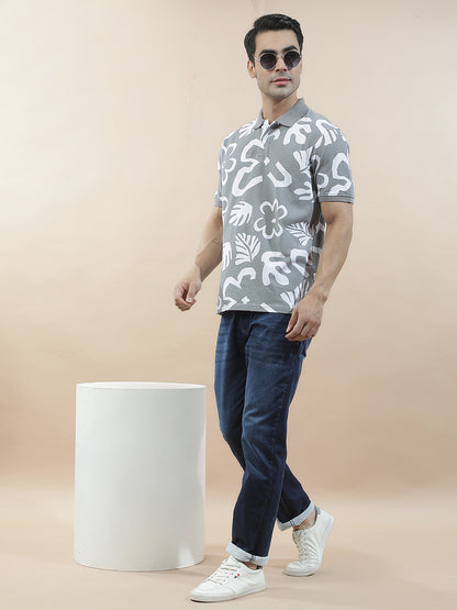 T-Shirt for Men | Breathable & Soft with Color Fastness Regular Fit Polo Neck Poly Cotton Fabric Printed Pattern