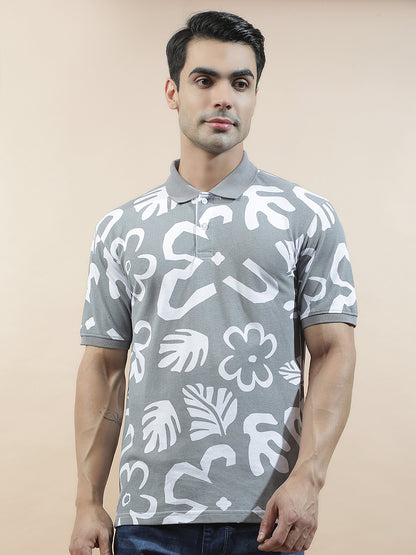 T-Shirt for Men | Breathable & Soft with Color Fastness Regular Fit Polo Neck Poly Cotton Fabric Printed Pattern