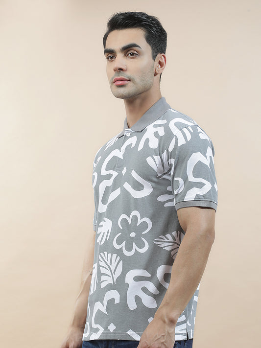 T-Shirt for Men | Breathable & Soft with Color Fastness Regular Fit Polo Neck Poly Cotton Fabric Printed Pattern