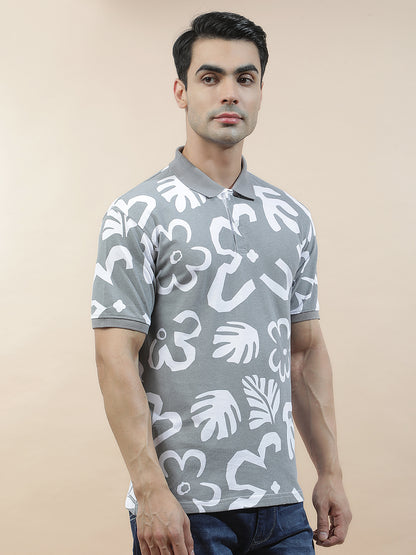 T-Shirt for Men | Breathable & Soft with Color Fastness Regular Fit Polo Neck Poly Cotton Fabric Printed Pattern