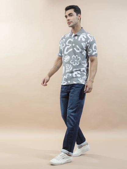 T-Shirt for Men | Breathable & Soft with Color Fastness Regular Fit Polo Neck Poly Cotton Fabric Printed Pattern