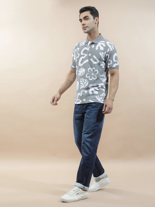 T-Shirt for Men | Breathable & Soft with Color Fastness Regular Fit Polo Neck Poly Cotton Fabric Printed Pattern