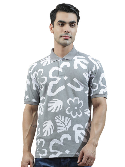 T-Shirt for Men | Breathable & Soft with Color Fastness Regular Fit Polo Neck Poly Cotton Fabric Printed Pattern