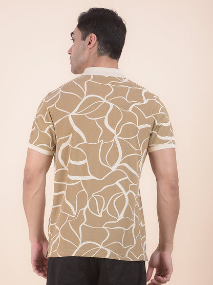 T-Shirt for Men | Breathable & Soft with Color Fastness Regular Fit Polo Neck Poly Cotton Fabric Floral Print Pattern
