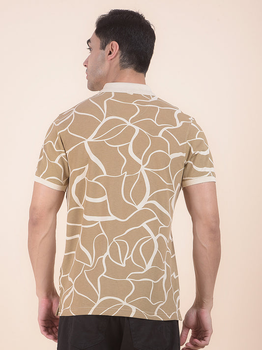 T-Shirt for Men | Breathable & Soft with Color Fastness Regular Fit Polo Neck Poly Cotton Fabric Floral Print Pattern