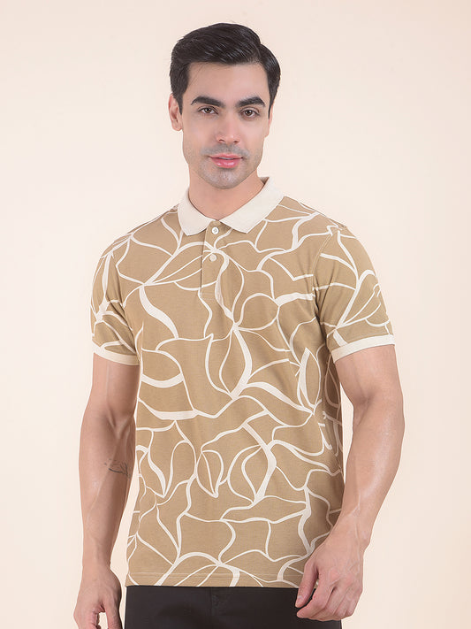 T-Shirt for Men | Breathable & Soft with Color Fastness Regular Fit Polo Neck Poly Cotton Fabric Floral Print Pattern