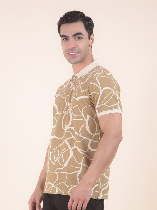 T-Shirt for Men | Breathable & Soft with Color Fastness Regular Fit Polo Neck Poly Cotton Fabric Floral Print Pattern