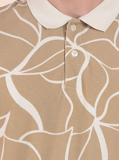 T-Shirt for Men | Breathable & Soft with Color Fastness Regular Fit Polo Neck Poly Cotton Fabric Floral Print Pattern