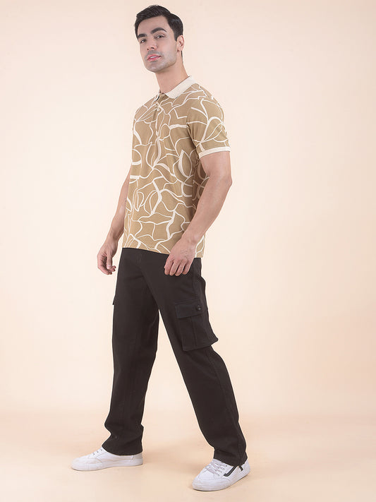 T-Shirt for Men | Breathable & Soft with Color Fastness Regular Fit Polo Neck Poly Cotton Fabric Floral Print Pattern