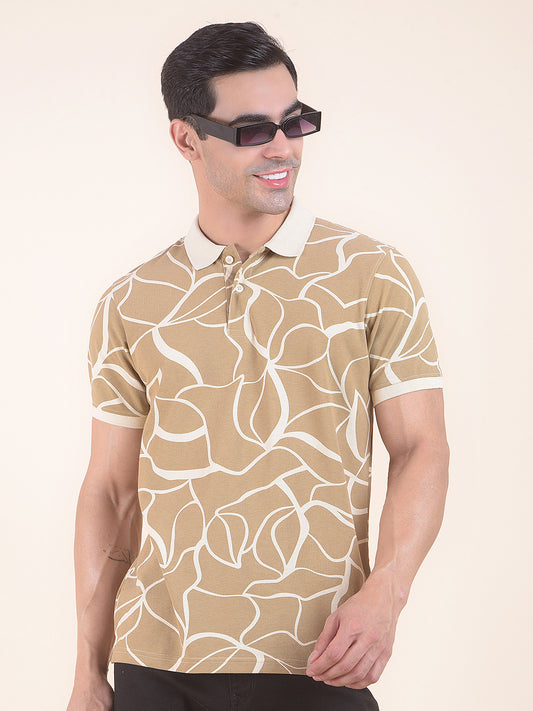 T-Shirt for Men | Breathable & Soft with Color Fastness Regular Fit Polo Neck Poly Cotton Fabric Floral Print Pattern