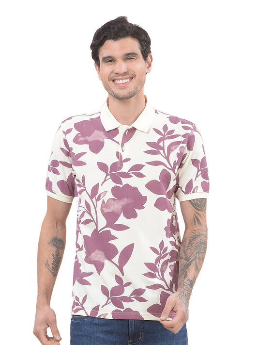 T-Shirt for Men | Breathable & Soft with Color Fastness Regular Fit Polo Neck Poly Cotton Fabric Printed Pattern