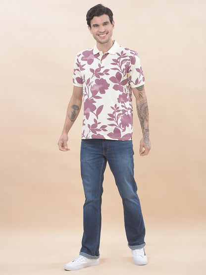 T-Shirt for Men | Breathable & Soft with Color Fastness Regular Fit Polo Neck Poly Cotton Fabric Printed Pattern