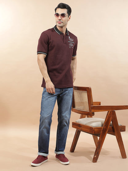 T-Shirt for Men | Breathable & Soft with Color Fastness Regular Fit Polo Neck Poly Cotton Fabric Printed Pattern