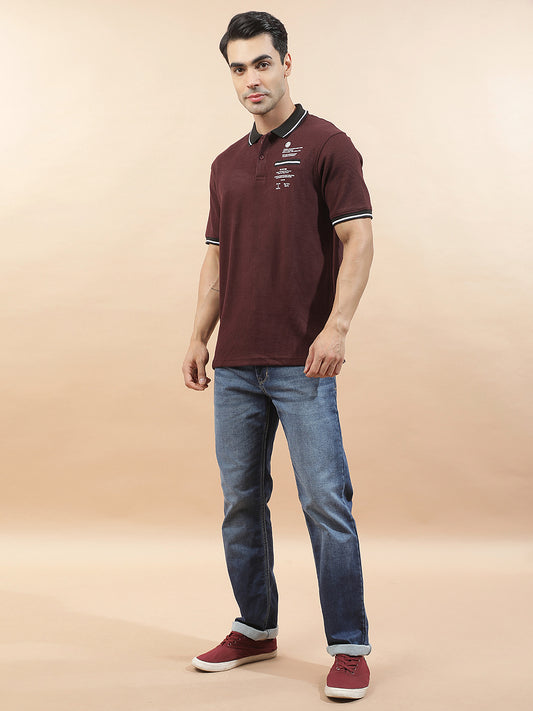 T-Shirt for Men | Breathable & Soft with Color Fastness Regular Fit Polo Neck Poly Cotton Fabric Printed Pattern