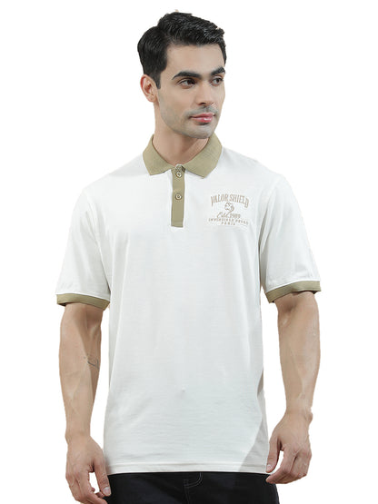T-Shirt for Men | Breathable & Soft with Color Fastness Regular Fit Polo Neck Poly Cotton Fabric Printed Pattern