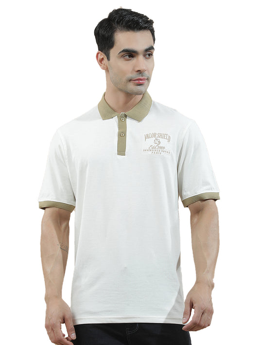 T-Shirt for Men | Breathable & Soft with Color Fastness Regular Fit Polo Neck Poly Cotton Fabric Printed Pattern