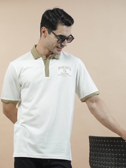 T-Shirt for Men | Breathable & Soft with Color Fastness Regular Fit Polo Neck Poly Cotton Fabric Printed Pattern